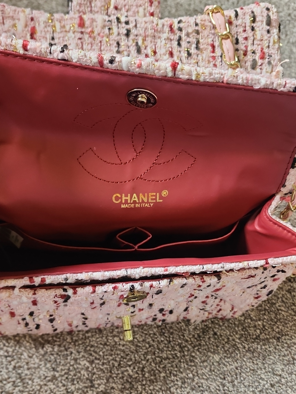 Make An Offer!Must Sell! Chanel Pink Tweed Classic Flap Shoulder Bag - Picture 4 of 4